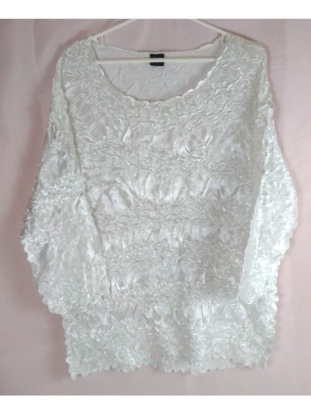 Origami Magic Scarf Women's Stretchy White Ruffle Blouse Size XL-3X